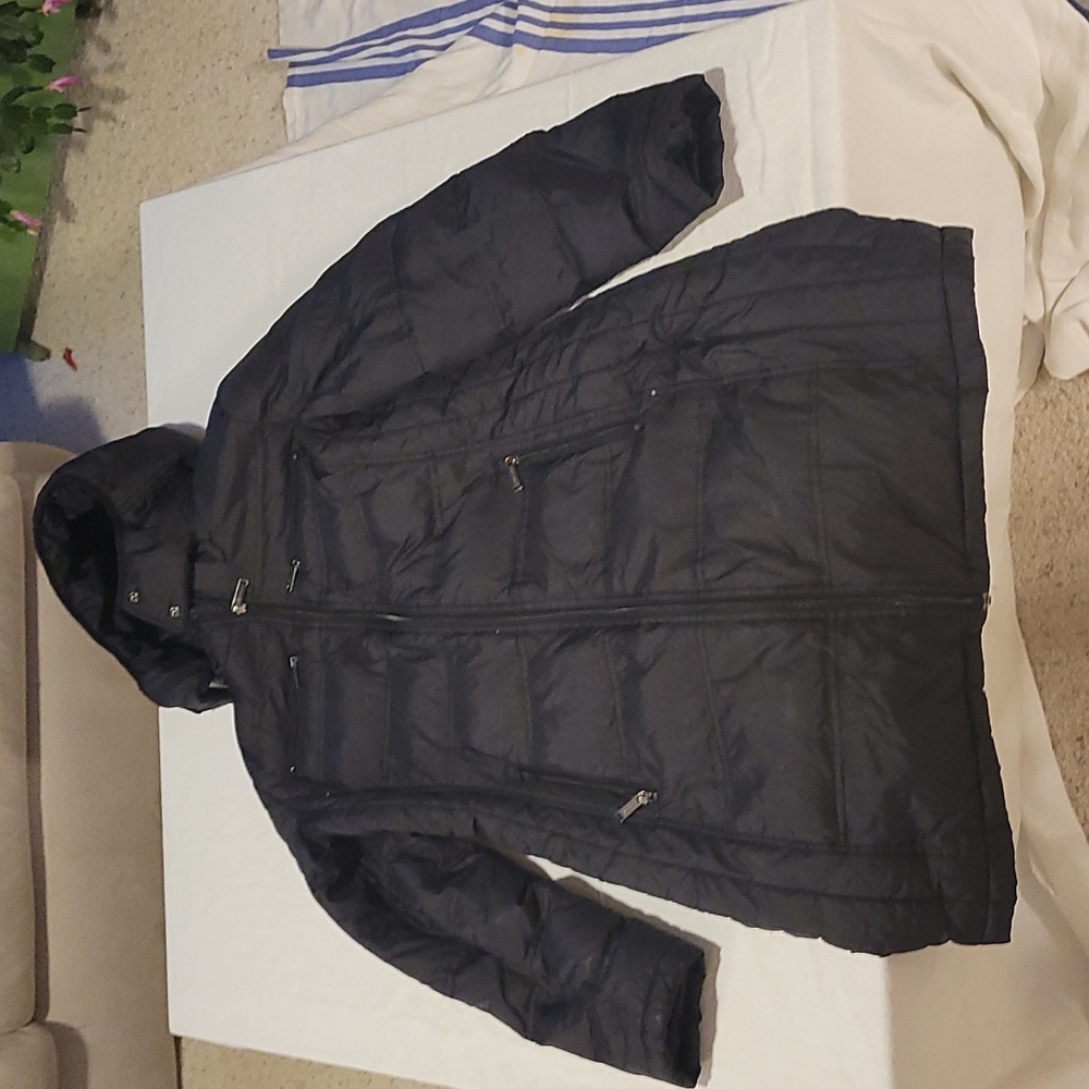 London fog women winter long black coat size medium